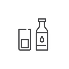 Milk bottle and glass line icon, outline vector sign, linear style pictogram isolated on white. Symbol, logo illustration. Editable stroke