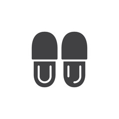 Slippers icon vector, filled flat sign, solid pictogram isolated on white. Symbol, logo illustration.