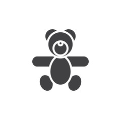 Teddy bear icon vector, filled flat sign, solid pictogram isolated on white. Love symbol, logo illustration.