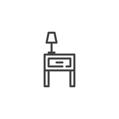 Nightstand and reading lamp line icon, outline vector sign, linear style pictogram isolated on white. Symbol, logo illustration. Editable stroke