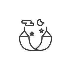 Sleep hammock line icon, outline vector sign, linear style pictogram isolated on white. Symbol, logo illustration. Editable stroke