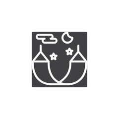 Sleep hammock icon vector, filled flat sign, solid pictogram isolated on white. Symbol, logo illustration.