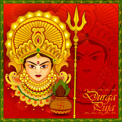 Beautiful face of Goddess Durga for Happy Dussehra or Shubh Navratri festival