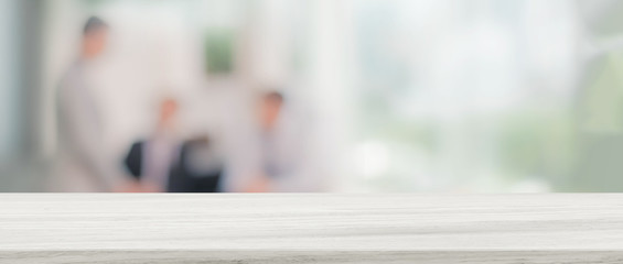 Stone table top and blurred restaurant interior background - can used for display or montage your...
