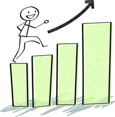 Climb up bar charts.Growth Business concept.