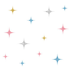 seamless silver,gold,grren and pink glitter star pattern background