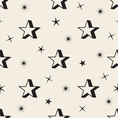 seamless  monochrome planet with star symbol pattern background