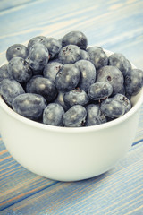 Vintage photo, Fresh ripe blueberries containing natural minerals, healthy dessert concept