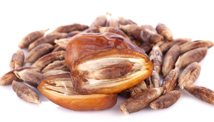 dried fruits from date palm isolated on white background
