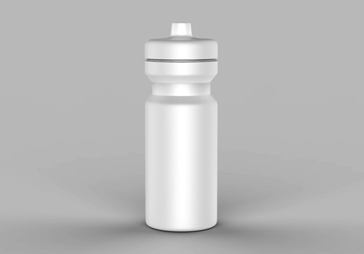 Sport sipper plastic bottles for water isolated on grey background for mock up and template design. White blank bottle 3d render illustration.