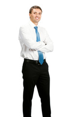 Smiling businessman, over white