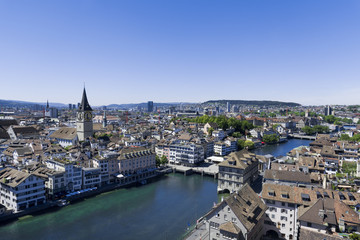 Fototapeta na wymiar View over Zurich , River Limmat