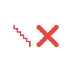 Obraz premium Flat design style vector concept of red stairs with arrow down and x mark on white