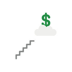 Flat design style vector concept of reach to dollar with stairs on cloud