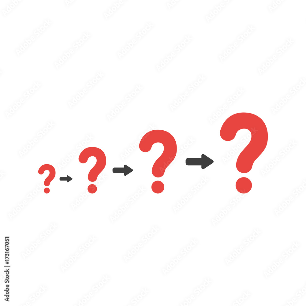 Aufkleber flat design style vector concept of growing problems with question marks