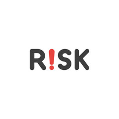 Flat design style vector concept of risk text with exclamation mark