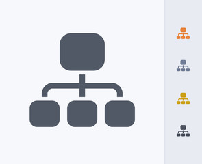 Organization Diagram - Carbon Icons. A professional, pixel-perfect icon designed on a 32 x 32 pixel grid and redesigned on a 16 x 16 pixel grid for very small sizes.