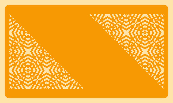 Business card template. Cut out cards with lace pattern. Modern geometric card for laser cutting. Vector illustration.