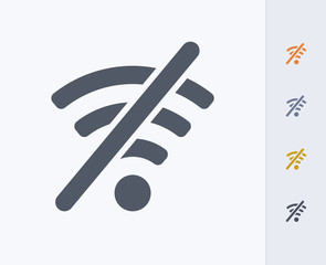 WiFi Off - Carbon Icons. A professional, pixel-perfect icon designed on a 32 x 32 pixel grid and redesigned on a 16 x 16 pixel grid for very small sizes.