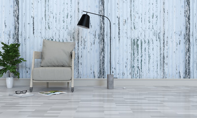Fototapeta na wymiar 3D rendering of interior modern living room includes chair, table, lamp
