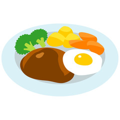 ハンバーグと目玉焼き