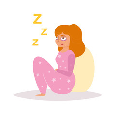 Sleepless woman. Vector. Cartoon