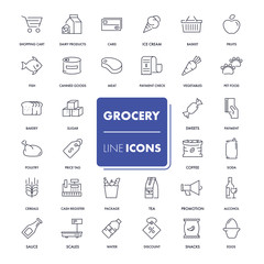 Line icons set. Grocery