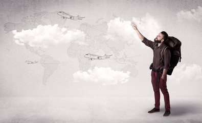 Young man with a backpack