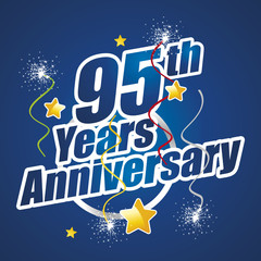 95th Years Anniversary celebrating spark firework blue logo