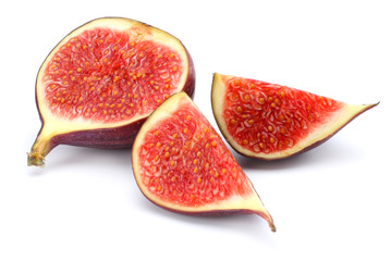 Figs fruits with cut slice isolated on white. Clipping Path