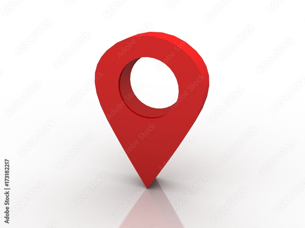 Poster 3d rendering red map pointer