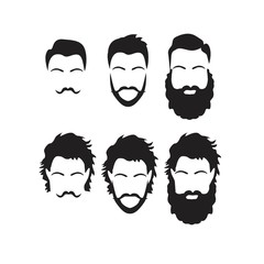 Hipster Vector Set, hair and beards,vector illustration set.