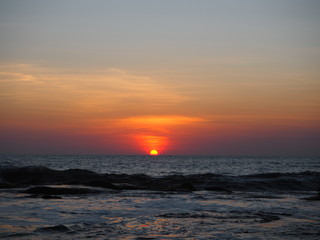 Sunset in Tanah Lot temple