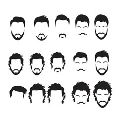 Hipster Vector Set, hair and beards,vector illustration set.