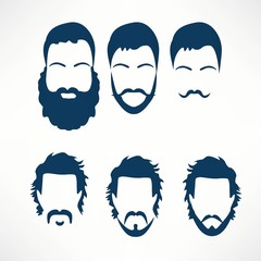 Hipster Vector Set, hair and beards,vector illustration set.