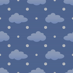 seamless blue cloud with silver dot glitter on blue stripe pattern background