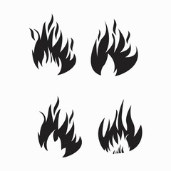 Fire flames, set icons