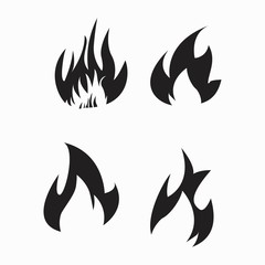 Fire flames, set icons