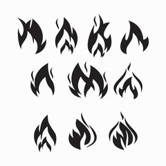 Fire flames, set icons