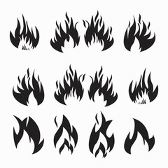 Fire flames, set icons