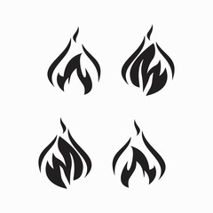 Fire flames, set icons