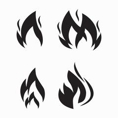 Fire flames, set icons