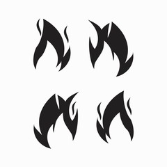 Fire flames, set icons