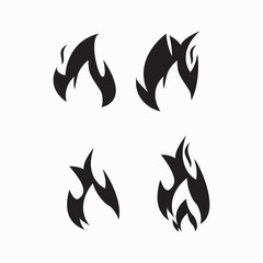 Fire flames, set icons