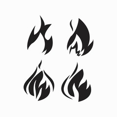 Fire flames, set icons