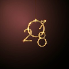 Golden 2018 Happy New Year . Christmas themed invitations