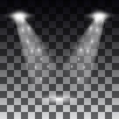 Spotlights scene light effects. Stage light spotlight vector. Vector illustration