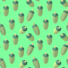 Isometric lowpoly fir cone pattern