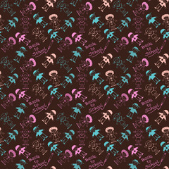 Back to School Kids hand drawn pattern background