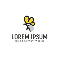 chicken rooster head logo minimalist design concept template